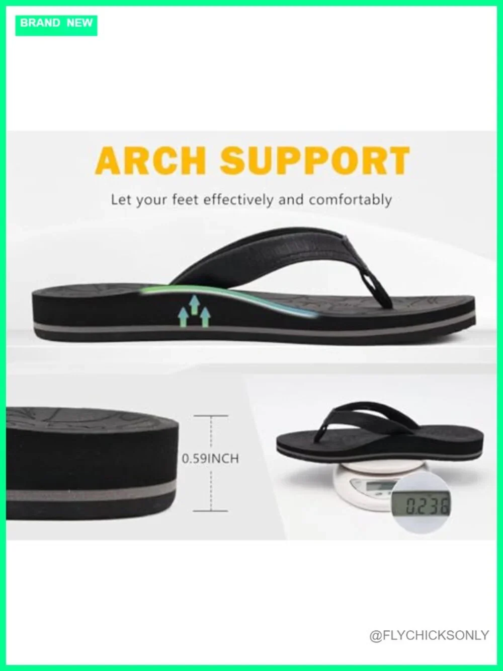 Women's Flip Flops with Arch Support Soft EVA Insole Non Slip Waterproof Thong
